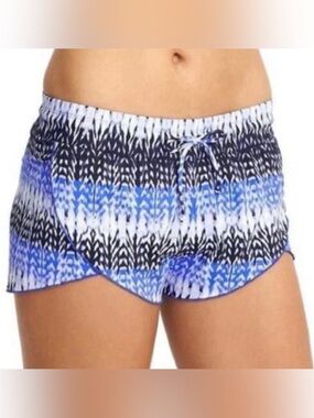 Athleta Kamala Petal Running and Swim Athletic Shorts in Caspian Blue Print